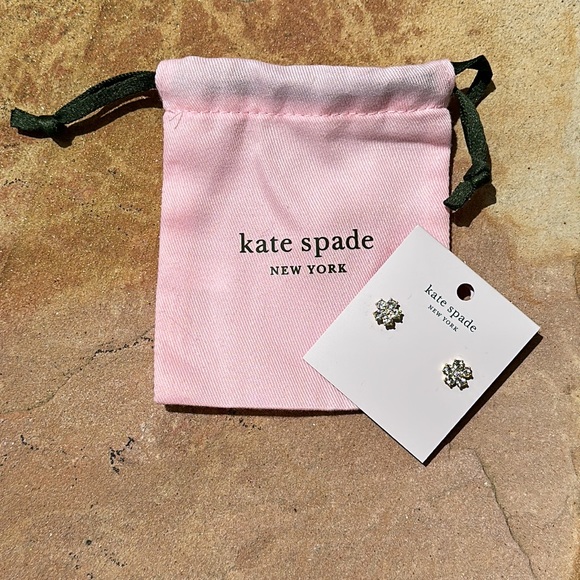 Kate Spade Earrings rhinestone flower clear/gold NWT - Picture 3 of 6